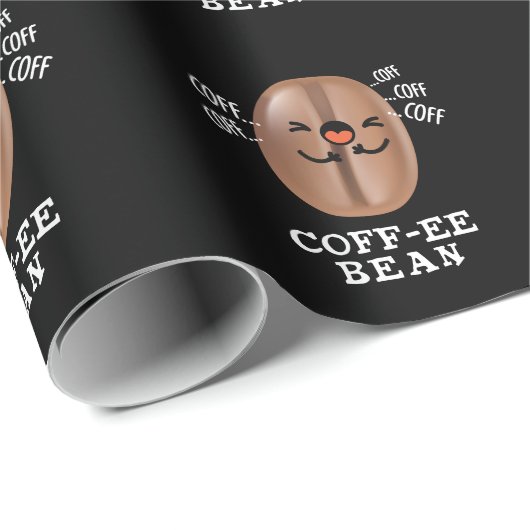 Coff-ee Funny Coughing Coffee Bean Pun Dark BG Geschenkpapier (Rolleneckpunkt)