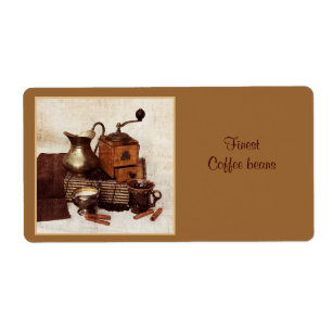 coffe Bohnen mit Kaffeemühle-Produktaufkleber