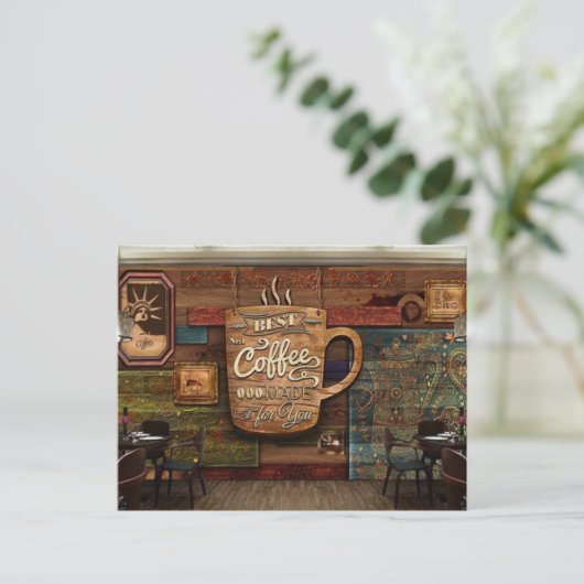 Coffe Cafe Postkarte (Stehend Vorderseite)