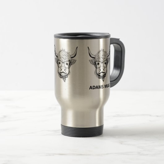 Coffe Highland Cow mit Glass Fun Monochrome Reisebecher (VorderseiteRechts)