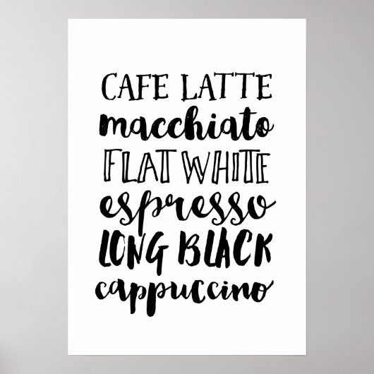 Coffe Lover schwarz-weiße Typografie Poster drucke (Vorne)