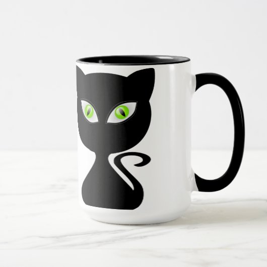 Coffe Schale der schwarzen Katze grüne Augen Tasse (Rechts)