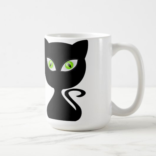 Coffe Schale der schwarzen Katze grüne Augen Tasse (Rechts)