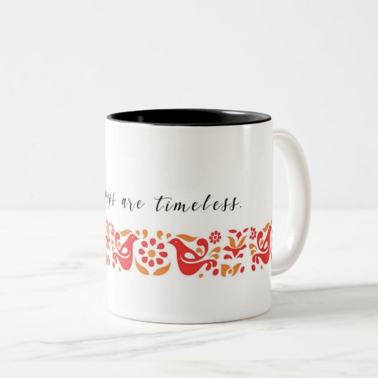 Coffe Tasse, die Pyrex Freundschafts-Entwurf Zweifarbige Tasse (VorderseiteRechts)