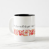 Coffe Tasse, die Pyrex Freundschafts-Entwurf Zweifarbige Tasse (Vorderseite Links)