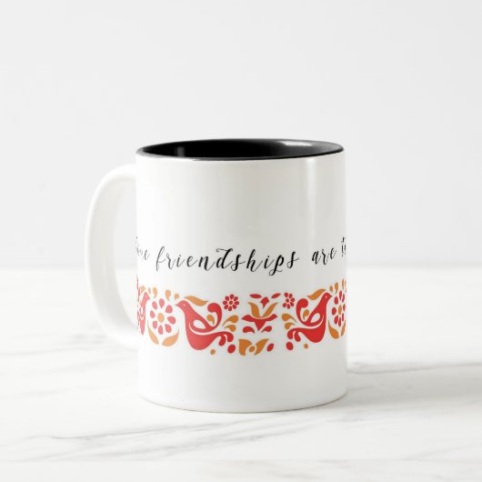 Coffe Tasse, die Pyrex Freundschafts-Entwurf Zweifarbige Tasse (Vorderseite Links)