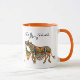 Coffe-Tasse, orange, niedlicher, farbiger Esel Tasse
