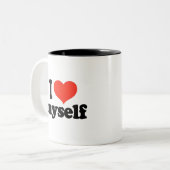 Coffe-Tasse sagt "Ich Liebe selbst" Zweifarbige Tasse (Vorderseite Links)