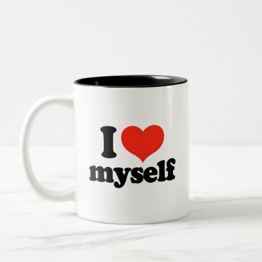 Coffe-Tasse sagt "Ich Liebe selbst" Zweifarbige Tasse (Links)