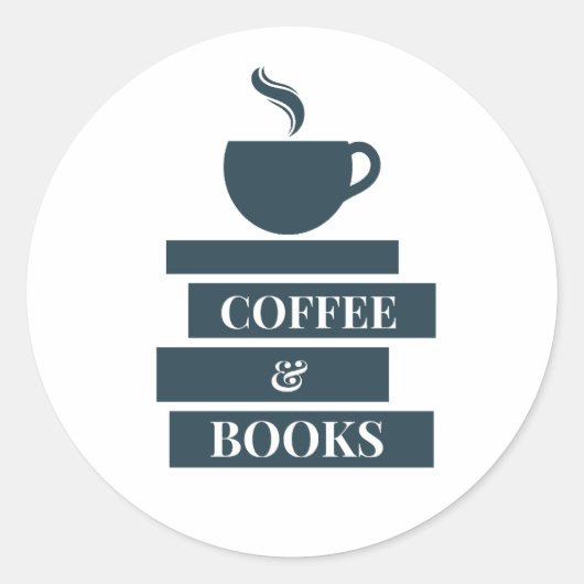 Coffe und Bücher Runder Aufkleber (Vorderseite)