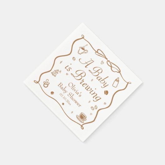 Coffee A Baby is Brewing Baby Shower Serviette (Ecke)