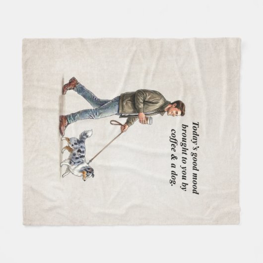 Coffee & a Blue Merle Sheltie Make Today Better Fleecedecke (Vorderseite (Horizontal))