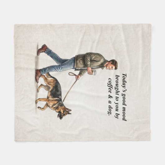 Coffee & a German Shepherd Make Today Better Fleecedecke (Vorderseite (Horizontal))