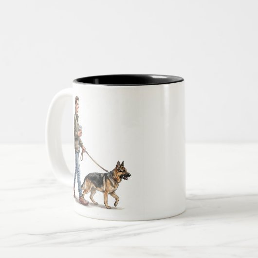 Coffee & a German Shepherd Make Today Better Zweifarbige Tasse (Vorderseite Links)