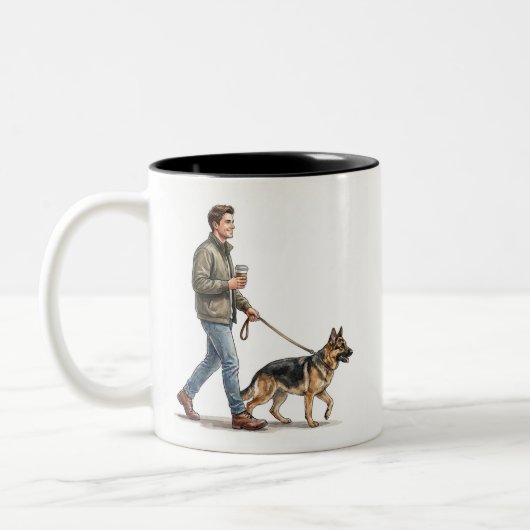 Coffee & a German Shepherd Make Today Better Zweifarbige Tasse (Links)