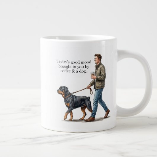 Coffee & a Rottweiler Start the Day Right Jumbo-Tasse (Rechts)
