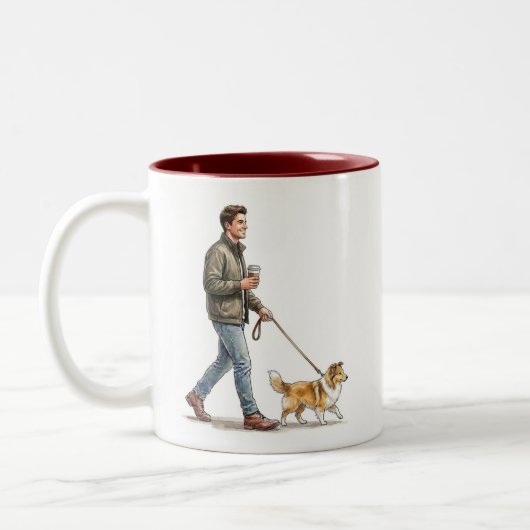 Coffee & a Sable Sheltie Make Today Better Zweifarbige Tasse (Links)