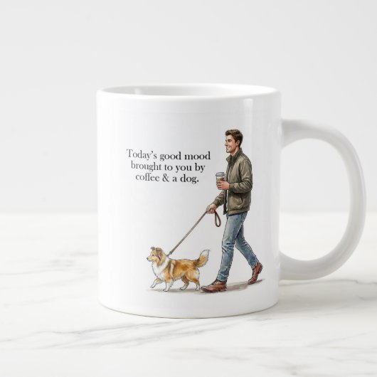 Coffee & a Sheltie Start the Day Right Jumbo-Tasse (Rechts)