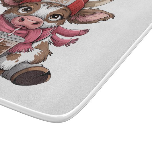 Coffee Addict Cow Schneidebrett (Ecke)