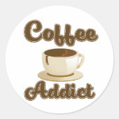 Coffee Addict Retro-Logo Runder Aufkleber (Vorderseite)