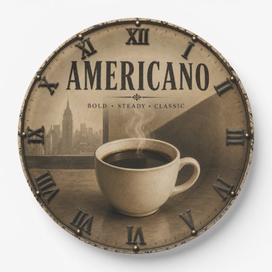 Coffee Americano Vintage  Pappteller (Vorderseite)