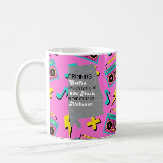 Coffee and '80s Music in Alabama Kaffeetasse (Links)