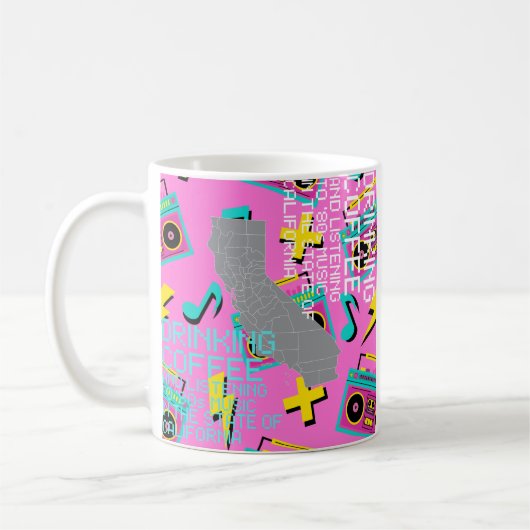 Coffee and '80s Music in California Kaffeetasse (Links)