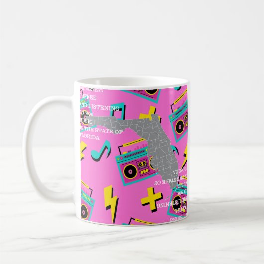 Coffee and '80s Music in Florida Kaffeetasse (Links)