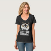 Coffee and birman cat T-Shirt (Vorderseite Vollansicht)