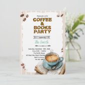Coffee and book party invitation einladung (Stehend Vorderseite)