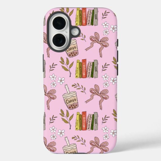 Coffee and Books Pattern iPhone Case | Cozy Reader (Rückseite)