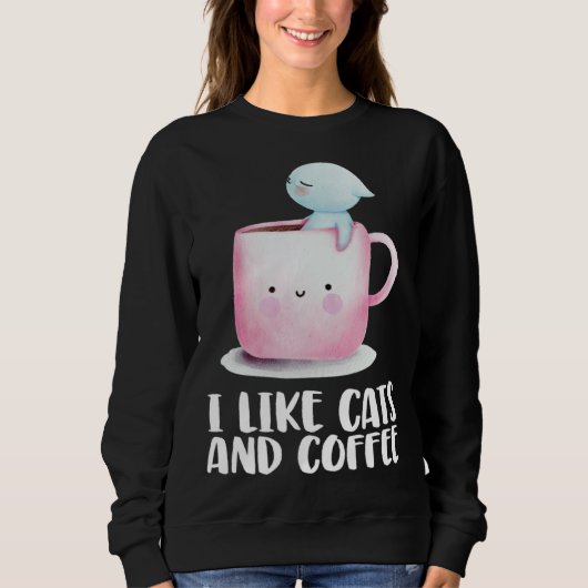 Coffee and cats Cat mug Chilling cat Sweatshirt (Vorderseite)