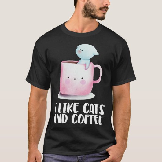 Coffee and cats Cat mug Chilling cat T-Shirt (Vorderseite)