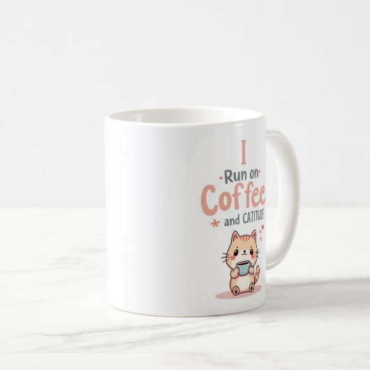 Coffee and Cattitude Funny Cat Mug Kaffeetasse (VorderseiteRechts)