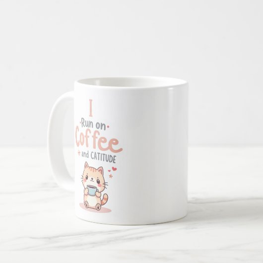 Coffee and Cattitude Funny Cat Mug Kaffeetasse (Vorderseite Links)