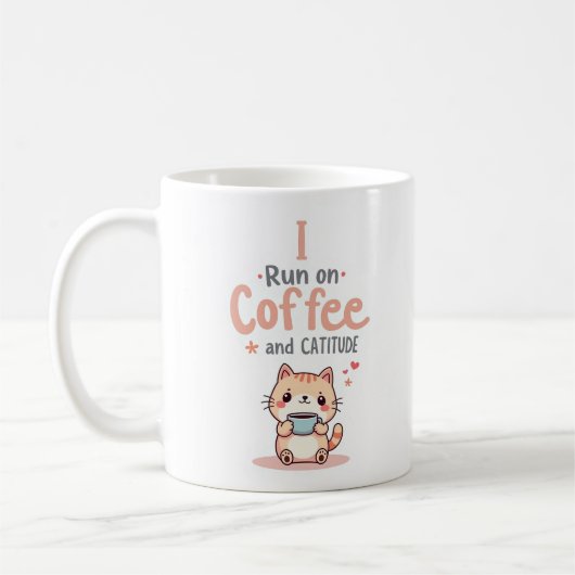 Coffee and Cattitude Funny Cat Mug Kaffeetasse (Links)