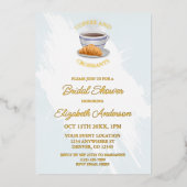 Coffee and Croissants Bridal Shower Folieneinladung (Vorderseite)
