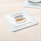 Coffee and Croissants Bridal Shower Rechteckiger Pappuntersetzer (angewinkelt)