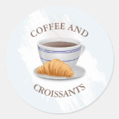 Coffee and Croissants Bridal Shower Runder Aufkleber (Vorderseite)