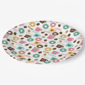 Coffee and Donut Pattern Pappteller (Schrägansicht)
