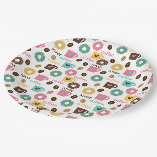 Coffee and Donut Pattern  Pappteller (Schrägansicht)