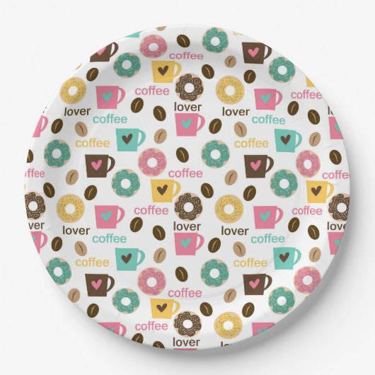 Coffee and Donut Pattern  Pappteller (Vorderseite)