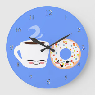Coffee and Doughnut Pals Clock Große Wanduhr