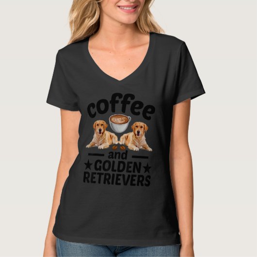 Coffee And Golden Retriever Golden Retriever Dog T-Shirt (Vorderseite)