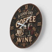 Coffee and Wine Große Wanduhr (Winkel)