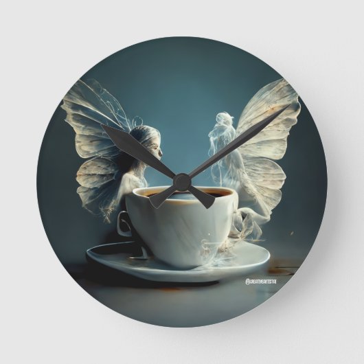 Coffee Angels Artistic Clock Runde Wanduhr (Vorderseite)