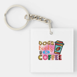 Coffee Art Hunde Bücher & Kaffee Schlüsselanhänger