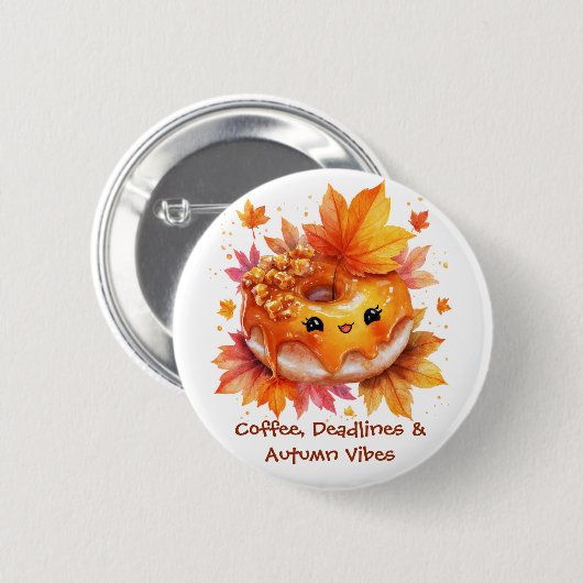 Coffee & Autumn Vibes Donut Button (Vorne & Hinten)