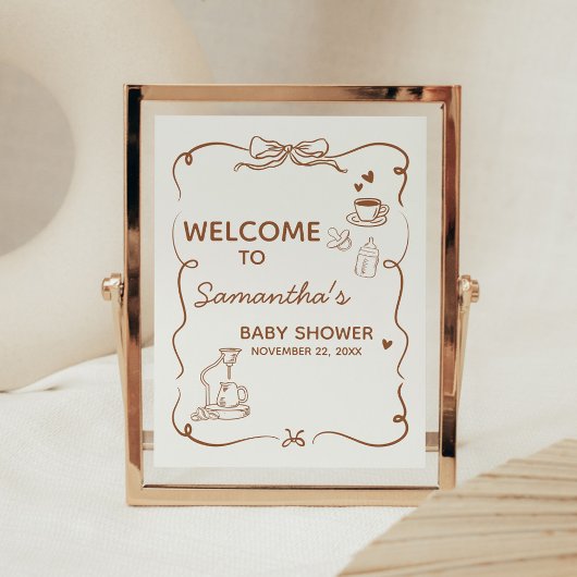 Coffee Baby is Brewing Baby Shower Welcome Sign Poster