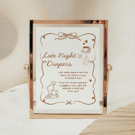 Coffee Baby is Brewing Late Night Diapers Sign Poster